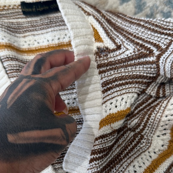 House of Harlow 1960 Crochet Knit crop Striped Button-Up Knit Cardigan Sz.S/M - Picture 7 of 14